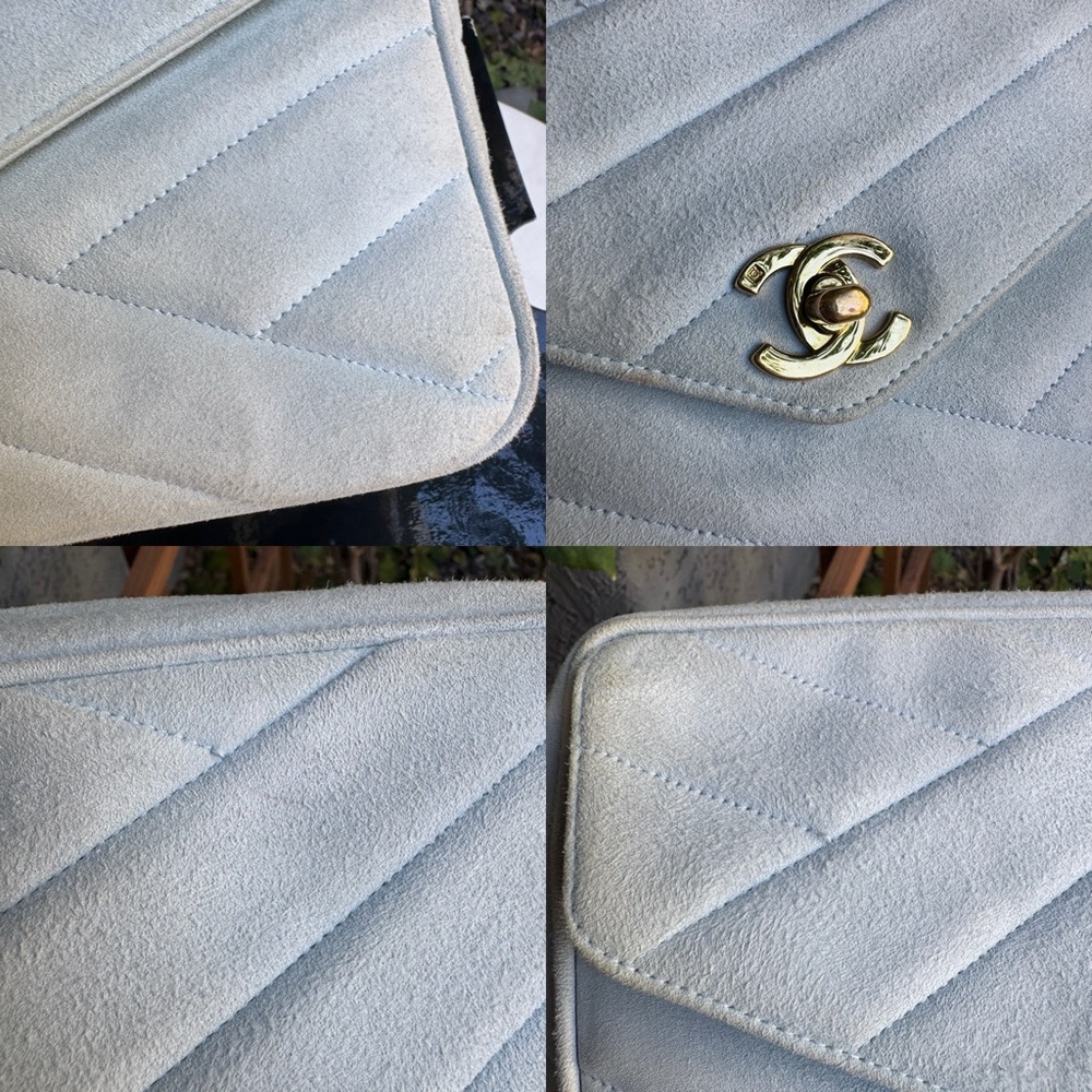 Chanel 90s Vintage Suede Quilted Camera Shoulder Bag - Picture 6 of 16